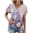 thumbnail image 2 of Fiudx Camisetas para Mujer Top Informal de Primavera y Verano de Manga Corta con Cuello En V para Mujer, 2 of 4