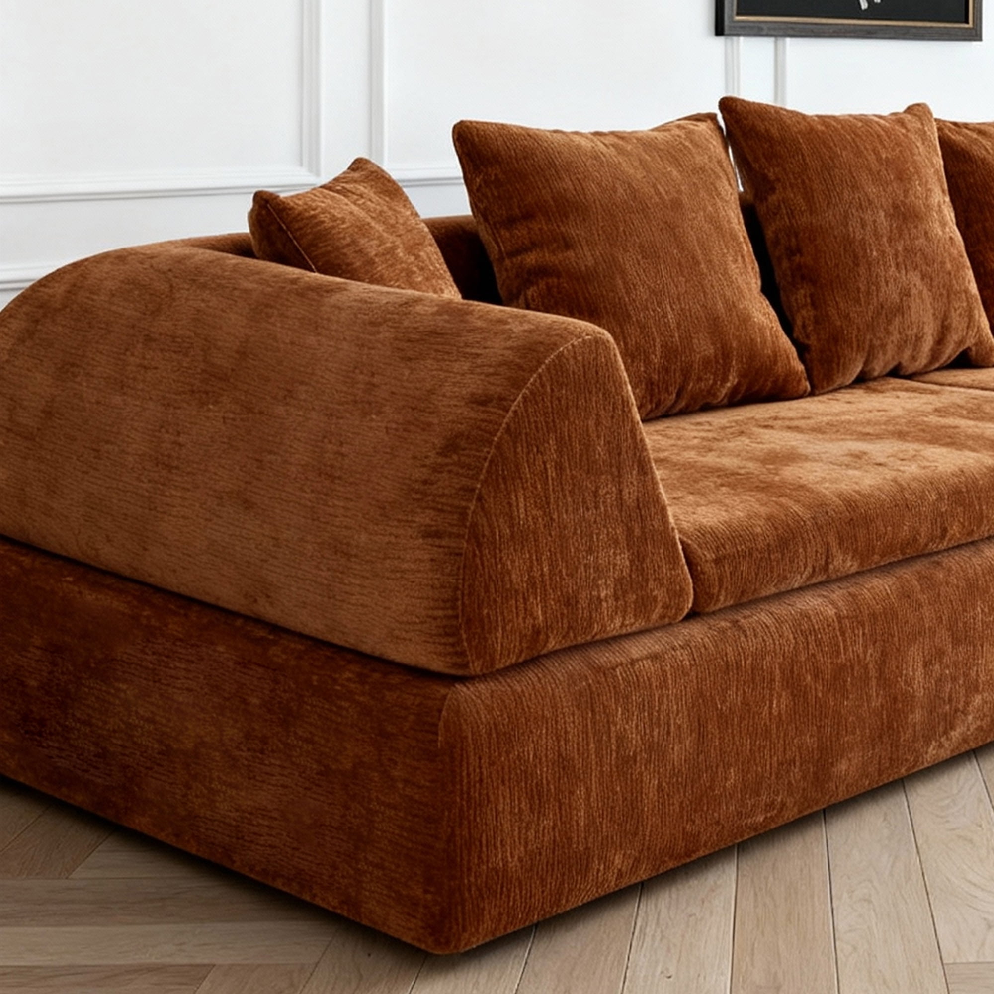 Leumius 104'' Cloud Sofa Couch with Deep Seat,Boneless Couch with Memory Foam for Living Room,No Assembly Required,Orange