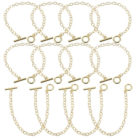 MLINS Golden Alloy Charm Bracelet Chain for Jewelry Making Supplies with Toggle Clasps 30pcs