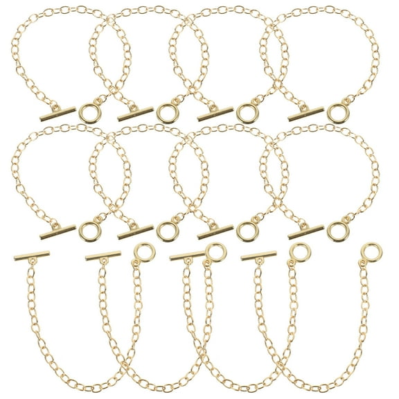 MLINS Golden Alloy Charm Bracelet Chain for Jewelry Making Supplies with Toggle Clasps 30pcs