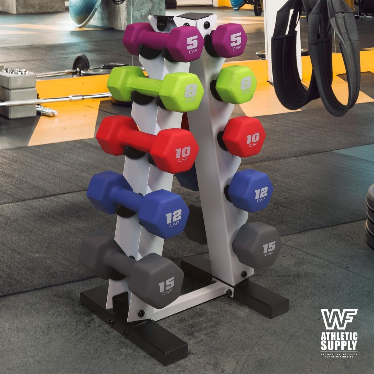 WF Athletic Supply Vibrant Multiple Color Hex Shaped Neoprene Dumbbells/Hand Weights with Non-Slip Grip for Home Gym Equipment Workouts Strength Training Free Weights - Sold in Pairs