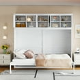 thumbnail image 3 of Wall Murphy Bed with Top Cabinets, Convertible Fold Bed with Storage, Hidden Queen Size Bed, White, 3 of 7