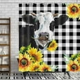 thumbnail image 2 of Farmhouse Cow Shower Curtain, Buffalo Check Plaid Fabric Shower Curtains for Bathroom, Cow with Sunflower Floral Decor Bath Curtains Set with Hooks 70 x 70 Inches, 2 of 6