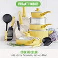 thumbnail image 3 of GreenLife 16 Piece Nonstick Cookware Set, Soft Grip Non-Toxic Ceramic, Dishwasher Safe, Yellow, 3 of 5