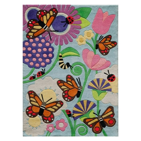 Momeni Lil Mo Whimsy LMJ26 Indoor Area Rug This pretty Momeni Lil Mo Whimsy LMJ26 Indoor Area Rug features a flower garden full of butterflies and ladybugs. It s perfect for any flower child. Made from soft polyester  this hand-tufted rug is perfect for a playroom or nursery. Choose from the available sizes to suit your space. Size Options 2 x 3 ft. 3 x 5 ft. 4 x 6 ft. 5 x 5 ft. 5 x 7 ft. 8 x 10 ft.