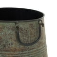 thumbnail image 6 of DecMode Brass Metal Rustic Round Planter Set of 3 16", 13", 11"W, Multi-Color Highlights, Textured Lines and Side Arched Handles with Organic Character, 6 of 14