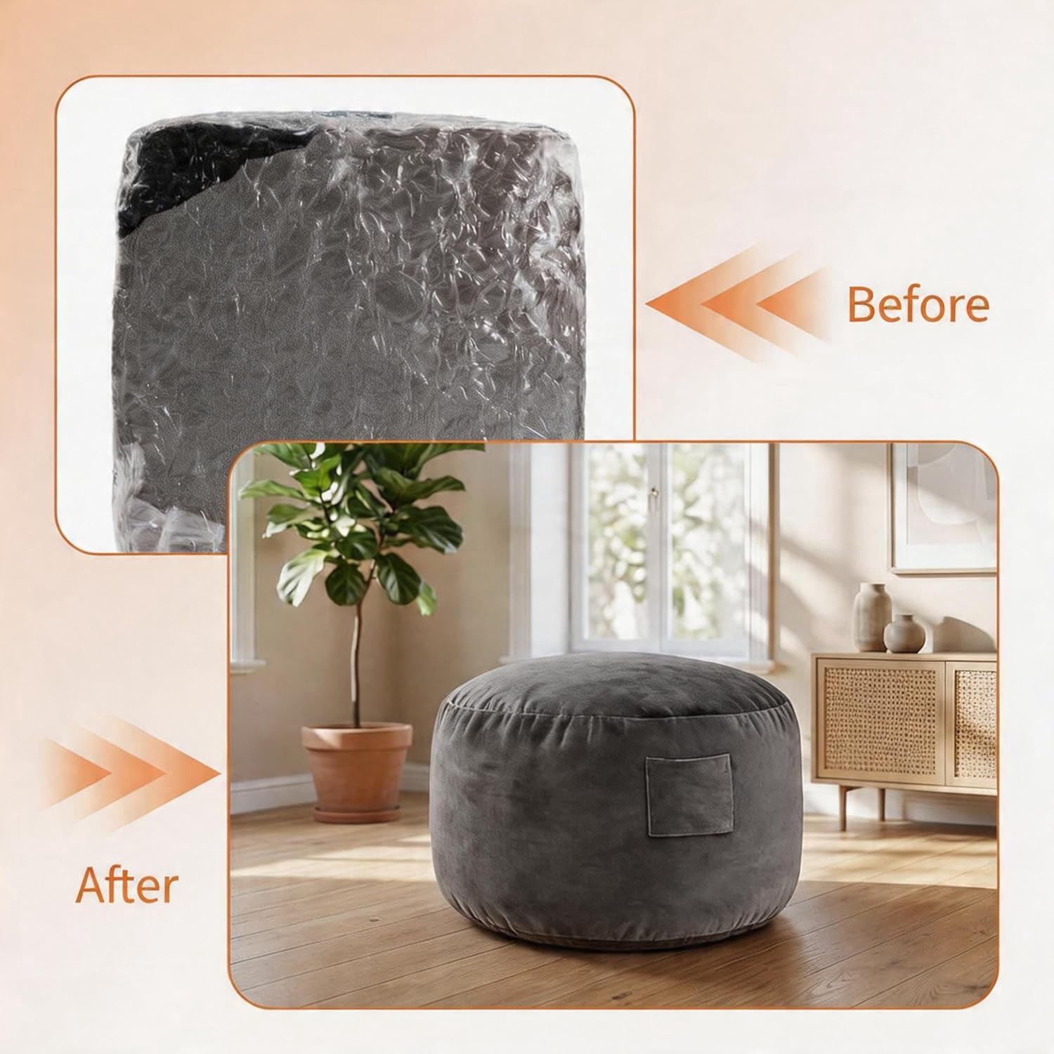 4 in 1 Convertible Bean Bag Chair Bed for Adults 4ft Large Beanbag Chair with High Memory Foam Filler and Removable Cover, Oversized Comfy Flannel Bean Bag Couch Bed Lazy Sofa for Adults Teen