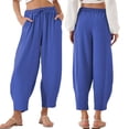 thumbnail image 5 of AJZIOJIRO Womens Casual Loose Pants Elastic Waist Cotton Trouser Wide Leg Pants S-3XL, 5 of 9