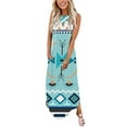 thumbnail image 2 of IROINNID Women's Sleeveless Sundress Full-Length Casual Loose Vest Maxi Dress Long Dress+Pocket Printed V-Neck Dress, 2 of 6