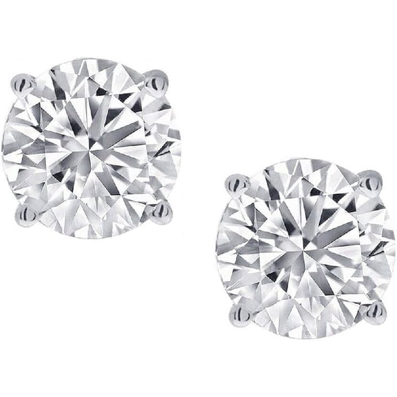 1.0 Ct Round Cut Diamond Stud Earringsd 925 Sterling Silver Push Back Basket Jewellery Gift For Women's