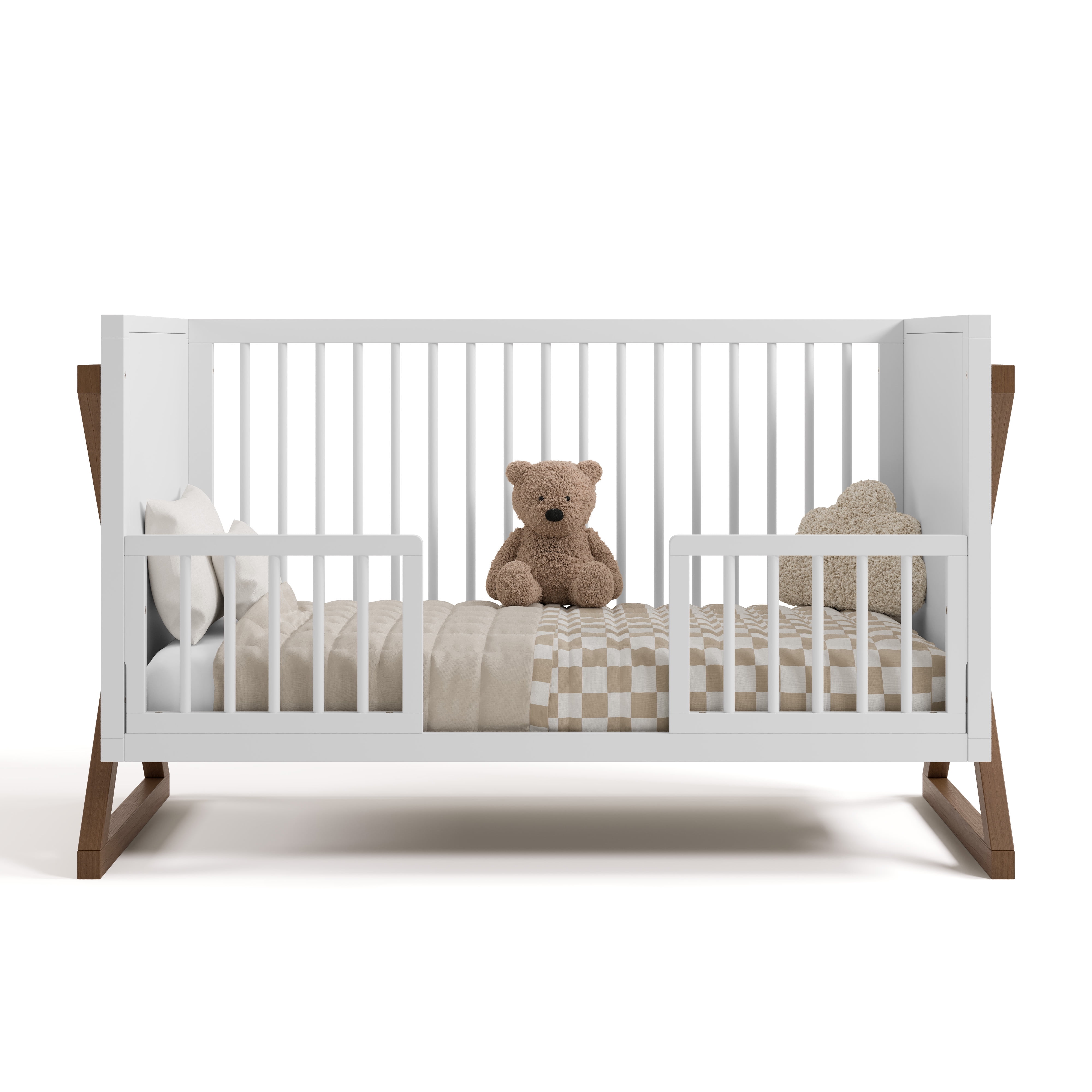 Storkcraft Equinox 3-in-1 Convertible Baby Crib, White with Hazelnut
