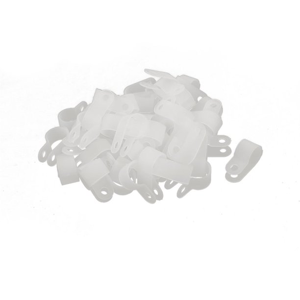 50Pcs Abrazadera de Cable de Nylon Tipo R 1/2" 13.2mm Clip Sujetador Blanco