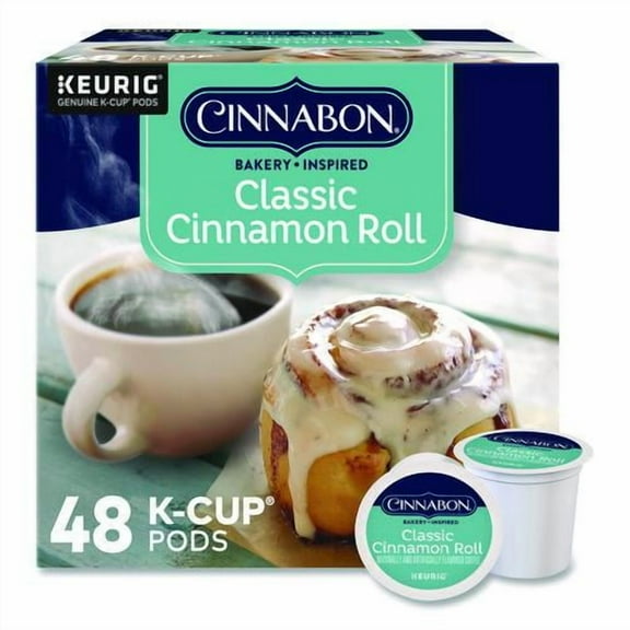 Classic Cinnamon Roll Coffee K-Cups, 0.33 oz, 48/Box | Bundle of 2