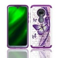 thumbnail image 3 of Motorola Moto G7 Phone Case/ Moto G7 Plus XT1965-2 Phone Case, Rhinestone Crystal Bling Shockproof Cover [Tempered Glass] (Purple Butterfly), 3 of 5