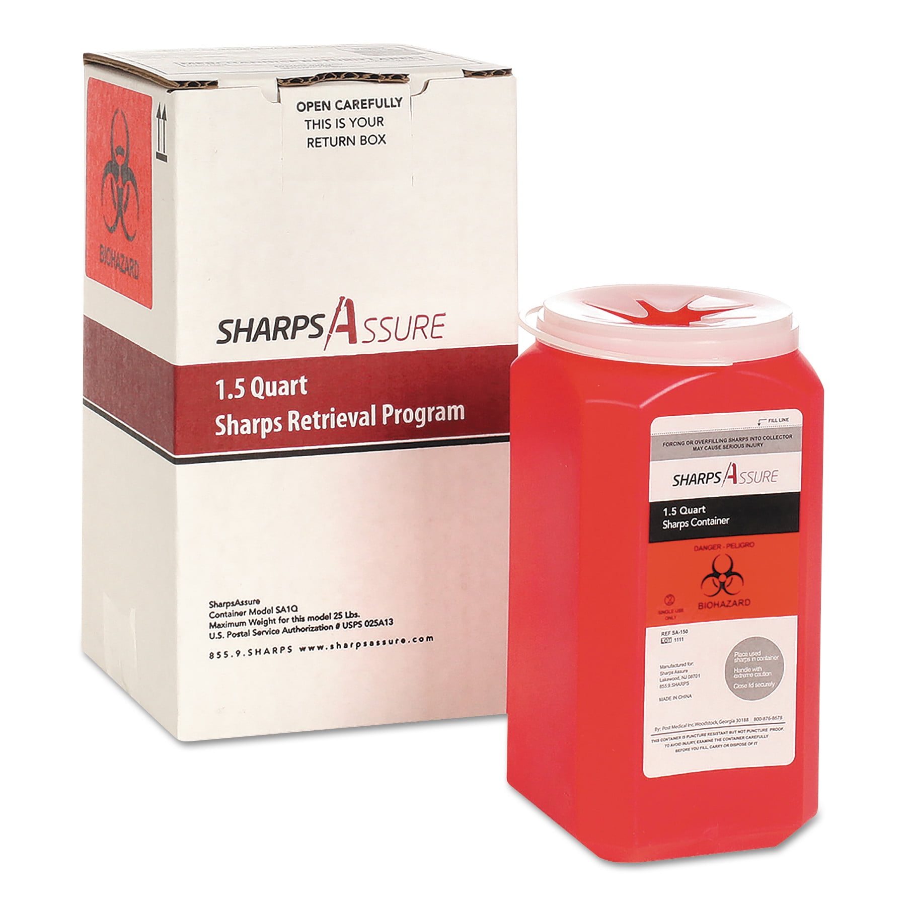 TrustMedical Sharps Retrieval Program Containers 1.5 qt Plastic Red SC1Q424A1Q