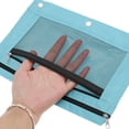 thumbnail image 3 of Unique Bargains Smooth Zipper Clear Mesh Double Layer Pencil Case for 3 Ring Binder Sky Blue, 3 of 7