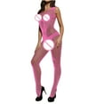 thumbnail image 5 of Odeerbi Plus Size See Through Lingerie Bodysuit for Women 2025 Perspective Elastic Mesh Suspender Skirt Sexy Pajamas Jumpsuit Hot Pink, 5 of 7