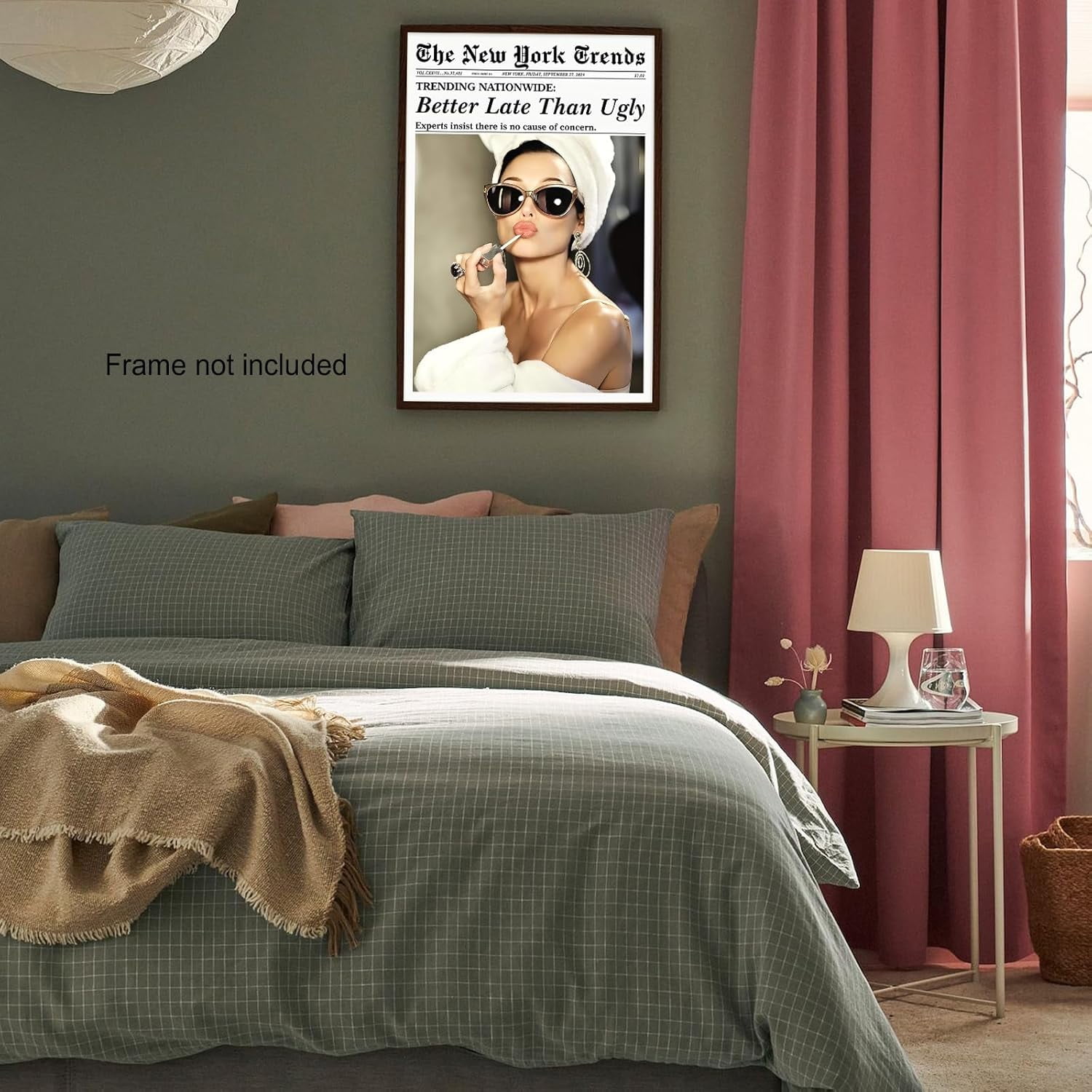 Life Is Better In Pink Newspaper Wall Art - Preppy 70s New York Press Poster, Trendy Girly Room Decor, 12x16in Unframed