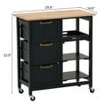 thumbnail image 2 of Ktaxon Wood Kitchen Trolley Cart Rolling Kitchen Island Cart Bar Cabinet Table with Drawers and Shelf Black, 2 of 9