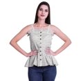 thumbnail image 2 of Moomaya Full Buttoned Closure Off Shoulder Strap Women Summer Crop Top, 2 of 5