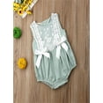 thumbnail image 3 of Gureui Newborn Baby Girl Sleeveless Jumpsuit Delicate Lace Flowers Bow Snap Closure Bodysuit Outfits, 3 of 7