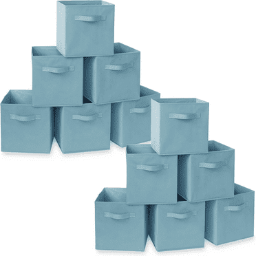 dxynlzq Set of 12 Collapsible Fabric Cube Storage Bins  Teal - 11&#34; Foldable Cloth Baskets for Shelves  Cubby Organizers &amp; More