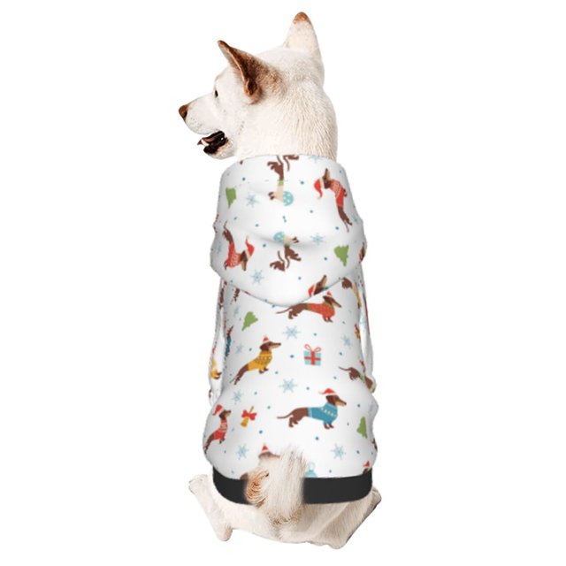 Fotbe winter Snowflake Dachshund Sudadera con Estampado para Perros Pequeños – Suéter con Capucha para Mascotas, Tela Suave de Forro Polar con Bolsillo-Medium