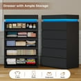 thumbnail image 4 of 5 Drawer Dresser Black Dresser for Bedroom, Simply Modern Chest of Drawers, Wood Storage Dresser with LED Light for Living Room Hallway Entryway, Black, 4 of 10
