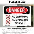 thumbnail image 3 of No Swimming No Lifeguard On Duty OSHA Danger Vinyl Decal Label 18 Inch x 12 Inch - 5 Pack, 3 of 6