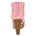 thumbnail image 4 of Delicious Shoes Women Block High Heel Cutout Sandals Open Peep Toe Back Zipper Braided Crisscross AVIVA-S Pink 6, 4 of 4