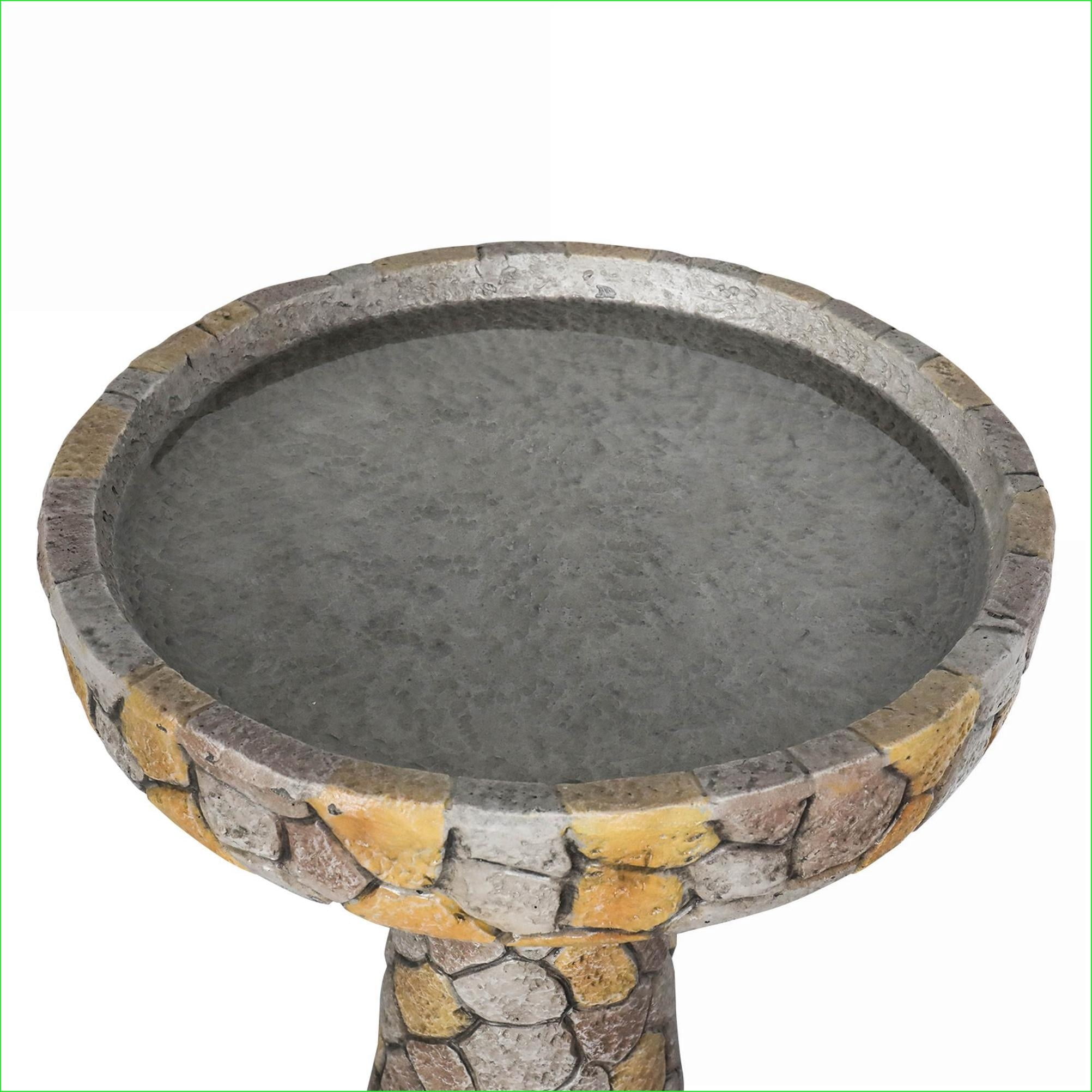 Bird Baths | 24" Tall Traditional Outdoor Garden Pedestal Bird Bath, Antique Stone Finish | Mosaic Stone | Concrete Cement