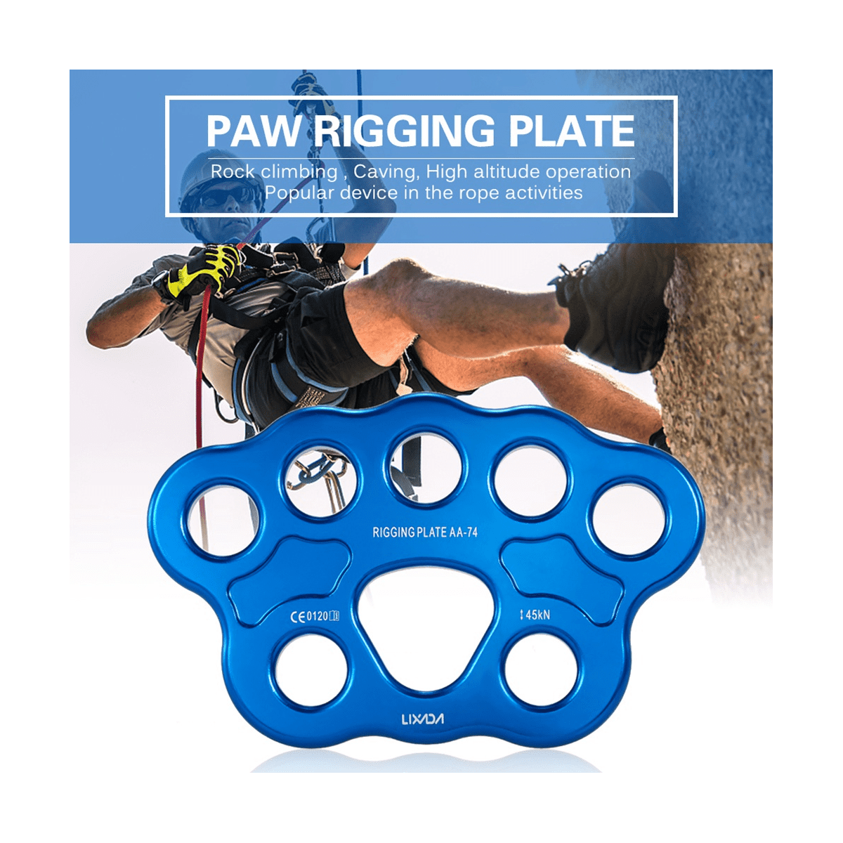 8 Holes Outdoor Rigging Plate 45KN Rock Climbing Mountaineering Anchor Point Connector Gear Rigging Plate