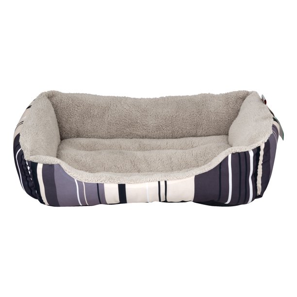 ASPCA Striped Cuddler Pet Dog Bed, Medium, Gray