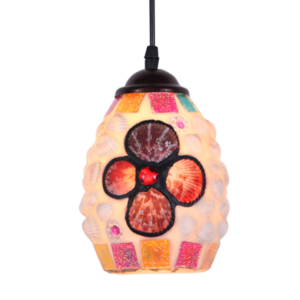 Retro Mosaic Style Glass Pendant Lampshade Hanging Loft Ceiling Lamp Multicolour 