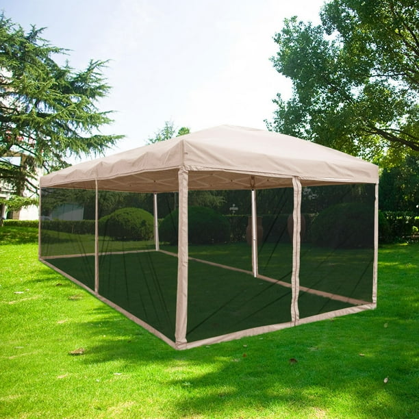 Quictent 10x20 Ez Tan Pop up Canopy with Netting Gazebo Mesh Side Wall