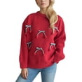 thumbnail image 2 of Chandails pour Femmes 2025 Hiver Chandail à Col Rond Chandail 3D Cerise Graphique Décontracté Confortable Hauts, 2 of 6