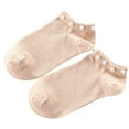 thumbnail image 7 of Dengjunhu Women's Solid Color Faux Pearl Beading Breathable Cotton Low Cut Ankle Socks, 7 of 7