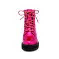 thumbnail image 5 of BLISSFUL STEP Valentine's Women's Boot Colorful Round Toe Platform Lace Up Ankle Boots Hot Pink 9, 5 of 7