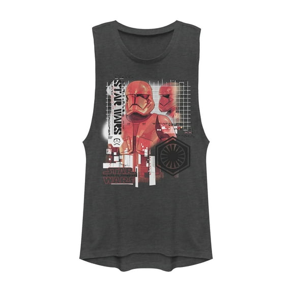 Junior's Star Wars: The Rise of Skywalker Sith Trooper Schematic Villain Festival Muscle Graphic Tee Charcoal Small
