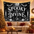 thumbnail image 3 of Cauldron with Bats Candles Pumpkins and Crystals, Playful Gothic Style for Halloween Decor Lovers, Witchy Wall Art, Halloween Gift, Tapestry Wall Hanging for Bedroom and Dorm, 3 of 7