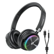 Seenda Kids Bluetooth Headphones with Microphone, 55Hrs Wireless/Wired Dual Mode, RGB Lights, 3.5mm/USB-C Cable, Comfort Fit for Children (HEO-204)