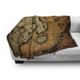 thumbnail image 2 of World Map Soft Flannel Fleece Blanket, Pirate Mapping of Treasure Island Nautical Navigation Geography, Cozy Plush for Indoor and Outdoor Use, 50" x 70", Pale Caramel and Sand Brown, by Ambesonne, 2 of 5