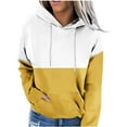 thumbnail image 2 of Xcmzpl Womens Hoodies Cute Color Block Hooded Sweatshirt Travel Sweater Tops Work Long Sleeve Blouses Winter Fashion, 2 of 5
