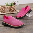 thumbnail image 6 of Miluxas Women's Rhinestone Glitter Slip on Sneakers,Thick-Soled Platform Loafers Fashionable Round Toe Casual Shoes Hot Pink 9(42), 6 of 9