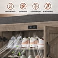 thumbnail image 3 of 60” Shoe Storage Bench with Deodorizer, Farmhouse Shoe Organizer Cabinet with Cushion Seat, 4 Doors, Adjustable Shelf for Entryway, Bedroom & Living Room, Gray, 3 of 7