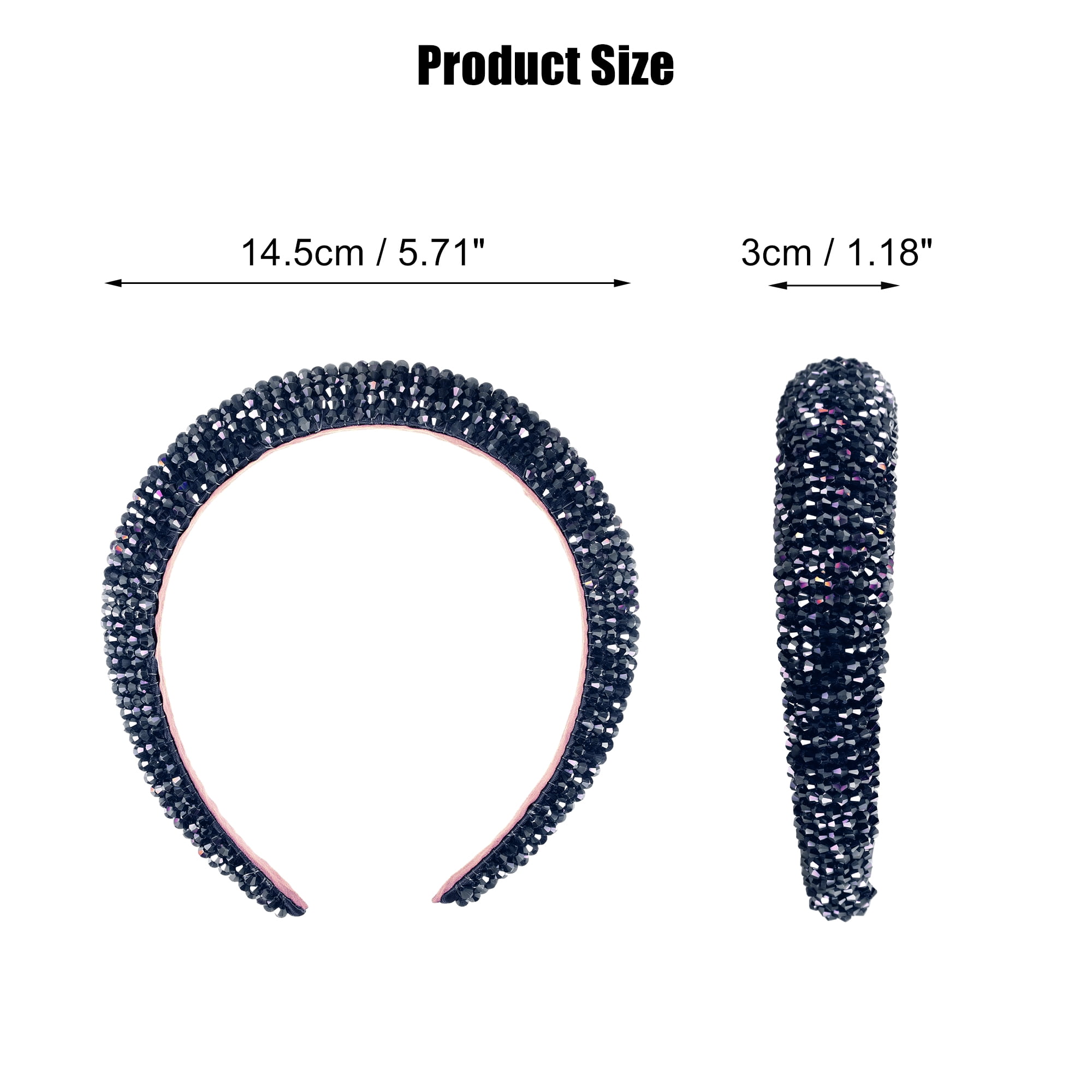 Unique Bargains Bling Padded Hairband Sparkle Faux Crystal Headbands Deep Blue