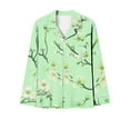 thumbnail image 3 of miqiqism Women 2 Piece Floral Pajamas Lounge Set Y2k Long Sleeve Button Down Shirts Trendy Lapel Neck Tee Wide Leg Pants Pjs Matching Sets Fall Sleepwear,Mint Green,Medium, 3 of 4