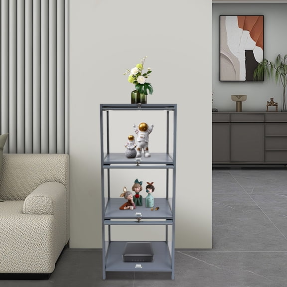 3 Compartments Modern Acrylic Display Case Retail Display Counter Cases Display Shelf Grey