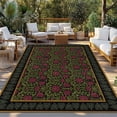 thumbnail image 2 of Vintage Red Roses Outdoor Rug for Patio/Deck/Porch, Non-Slip Large Area Rug 3 x 5 Ft, Abstract Art Floral Green Leaves Indoor Outdoor Rugs Washable Area Rugs, Reversible Camping Rug Carpet Runner, 2 of 8