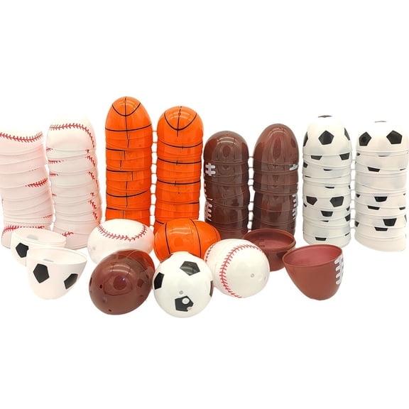 Tyidzon Fillable Easter Eggs, 12 Pack Plastic Easter Eggs with Sports Theme, 2.4" Snap Open Eggs for Easter Basket Fillers Eggs Hunt Party Supplies